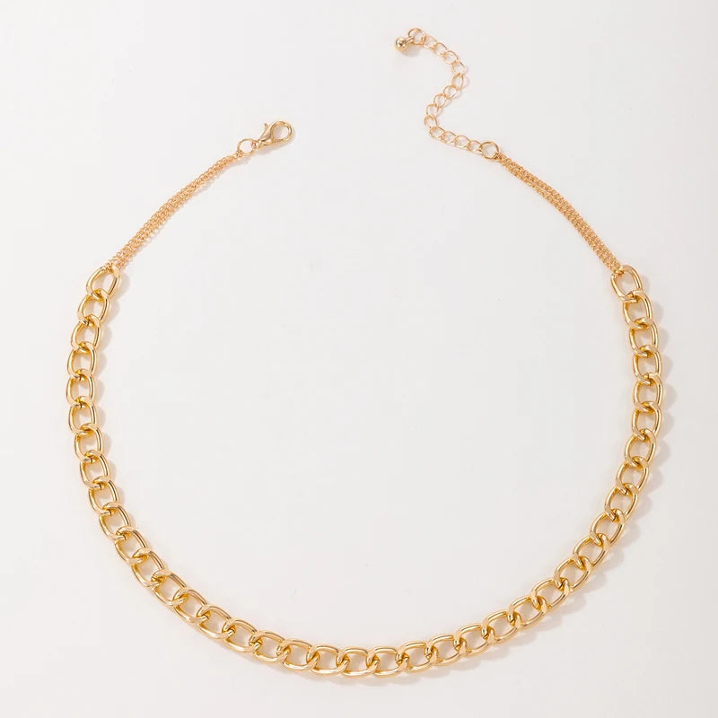 Tocona Punk Gold Color Chain Choker Necklace