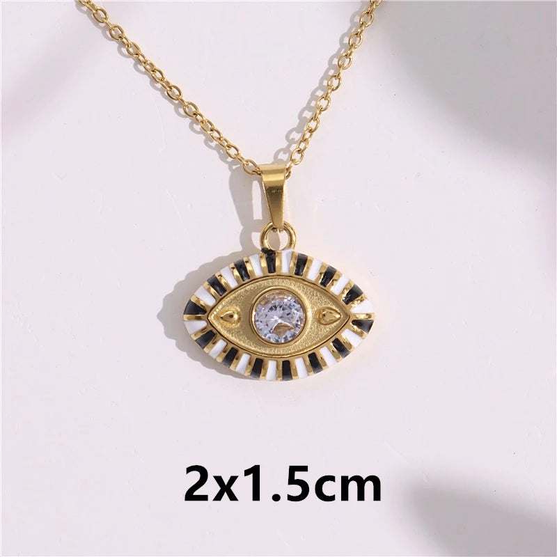 Summer Eye Rhinestone Pendant Necklace