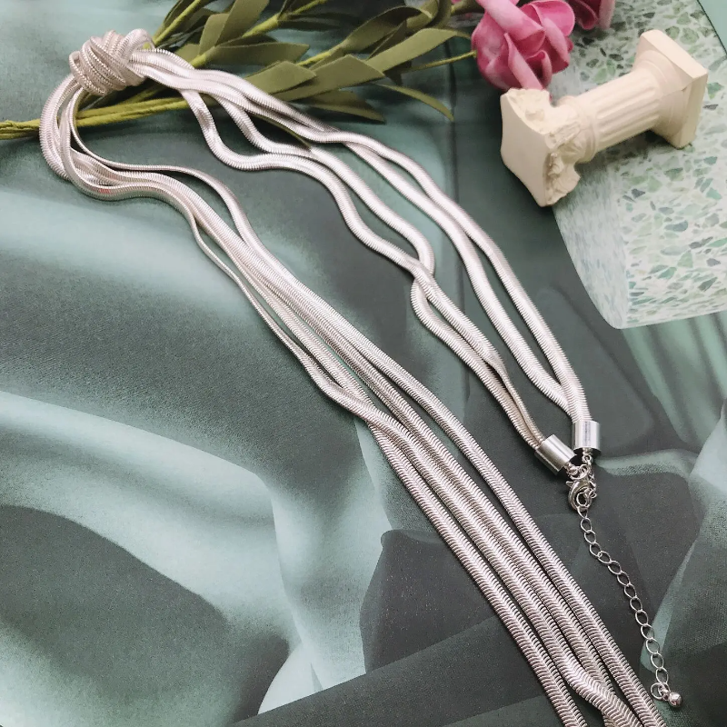 Snake Chain Handmade Tassel Pendant Necklace